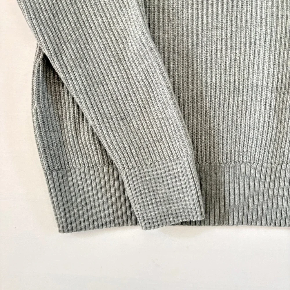Banana Republic Ribbed Open Back Tie Sweater Gray Wool Blend Raglan‎ Large